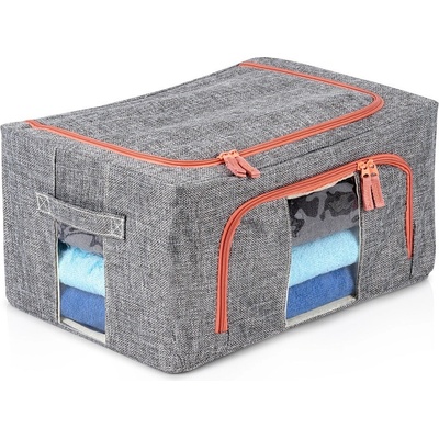 VILDE Látkový pevný box na uskladnenie textilu, sivý PILLOW 40x 30 x 20 cm