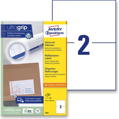 Avery Zweckform 3655 univerzální etikety 210,0 x 148,0 mm 200 etiket bílé
