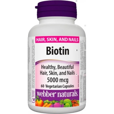 Webber Naturals Biotin, 5000 mcg, 60 капсули, Webber Naturals (3292 WN)