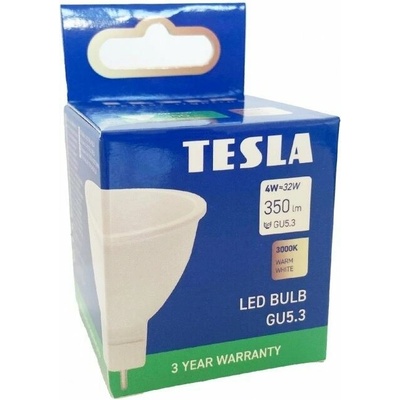 Tesla LED žárovka GU5,3 MR16, 4W, 3000K teplá bílá