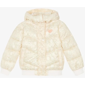 GUESS Зимно яке за мини момиче в мръсно бяло с качулка и лого Guess