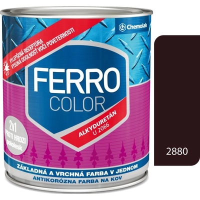 Chemolak Ferro Color U 2066 Antikorozní barva na kovy 2v1 0,75L pololesklá tmavě hnědá