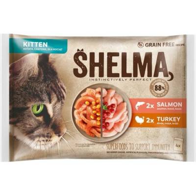 SHELMA Cat Kitten losos a morčacie 85 g