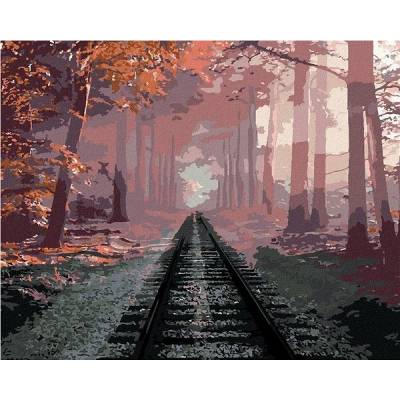 zuty Malování Podle Čísel Koleje V Lese 80 x 100 Cm Plátno