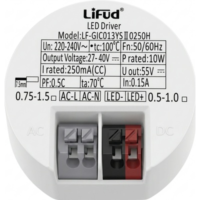 Napájecí zdroj LiFud 10 W, 180-265VAC/10-50VDC, 250 mA