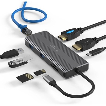 Алуминиев USB Хъб 12в1 USB Type C, Atron BS-HP1201, Мултифункционален (BS-HP1201)