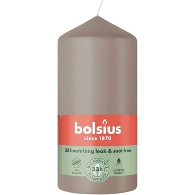 Bolsius Válcová svíčka Light Taupe hnědošedá 58 x 120 mm