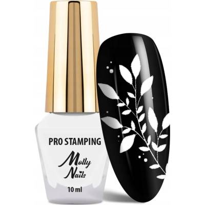 Lak na razítka Molly Nails 10ml PRO Stamping Bílý White Pro zdobení nehtů