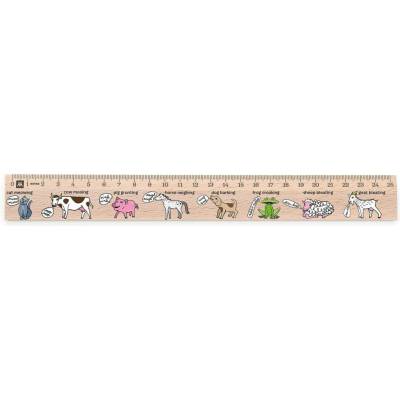 Metrie Didakt-M07 Dřevěné pravítko s potiskem Animals speak 25 cm