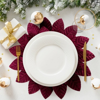 Eurofirany Luxusné okrúhle prestieranie bordové bordová Polyester 35 cm kruh