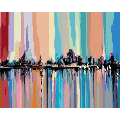 Diamondi Diamantové maľovanie - NOČNÉ MESTO V DUHOVÝCH FARBACH Rámovanie: vypnuté plátno na rám, Rozmer: 40x50 cm