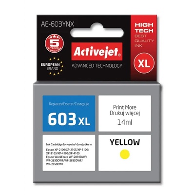 Compatible Мастило Activejet AE-603YNX (заместител за Epson 603XL T03A44, Supreme, 14 ml, жълто) (AE-603YNX)