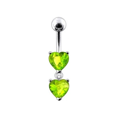 Šperky4U stříbrný piercing do pupíku světle zelené zirkony BP01258-G