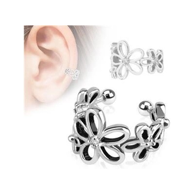 Šperky4U Falešný piercing do ucha klips s kytičkami FP1008