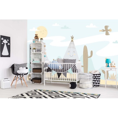 DIMEX ART Самозалепваща се флизелинова фототапета палатки и кактус 375 x 250 см