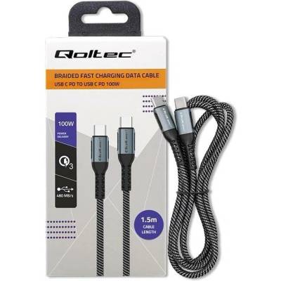 Qoltec 52358 USB 20, USB C vidlice,z obou stran, 1,5m, černo-bílý