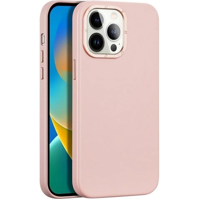 Dux Ducis Grit Faux Leather MagSafe Case - дизайнерски кожен кейс с MagSafe за iPhone 14 Pro Max (розов)
