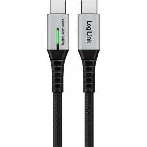 LogiLink USB-C 20 Gb/s, 240W 0.5m braided cable black