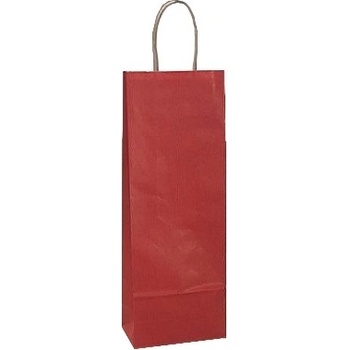 Papírová taška s krouceným uchem na víno 140x80x390 mm, červená