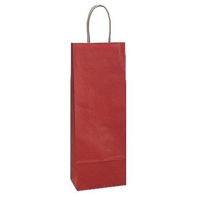 Papírová taška s krouceným uchem na víno 140x80x390 mm, červená