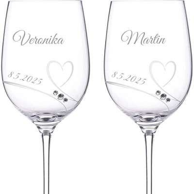 Swarovski Dekorant Svadobné poháre na biele víno Romance s kamienkami 2 x 330 ml