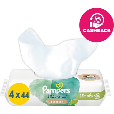 PAMPERS Obrúsky vlhčené Harmonie Coconut Plastic Free 4 x 44 ks