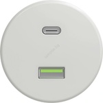 Kliklap - Ретро бяла керамична USB розетка A+C без рамка (KA0067)