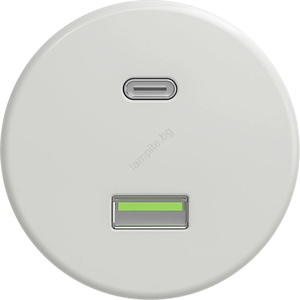 Kliklap - Ретро бяла керамична USB розетка A+C без рамка (KA0067)