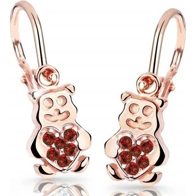 Cutie Jewellery Detské náušnice z ružového zlata Medvedíci C2751-10-X-4 červená