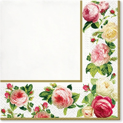 TaT ubrousky Red rosy frame gold 33x33cm