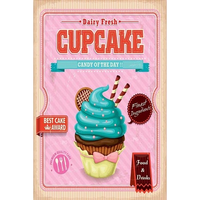 Ceduľa Cupcakes Bakery 30cm x 20cm Plechová tabuľa