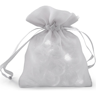 Dárkový pytlík s kovovým leskem 8x10,5 cm organza shine - šedá (10 ks)