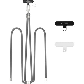 Tech-Protect Универсален ремък 75 см за смартфон от Tech-Protect C7S Rope Crossbody - Crayon Grey / Silver (5906302371983)