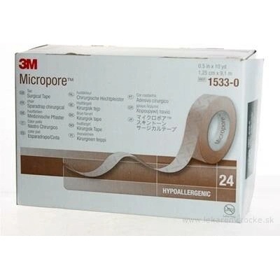 3M MICROPORE náplast hnědá cívka 1,25cm x 9,1m ze speciálního papíru 1x24 ks