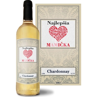 Sablio Najlepšia mamička Chardonnay biele suché víno 12 % 0,75 l (čistá fľaša)