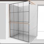 Mexen Kioto+ душ стена с рафт Walk-in 130 х 200 см, черна решетка, четкана мед - 800-130-121-65-77 (800-130-121-65-77)