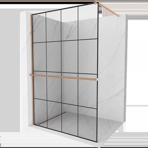 Mexen Kioto+ душ стена с рафт Walk-in 130 х 200 см, черна решетка, четкана мед - 800-130-121-65-77 (800-130-121-65-77)