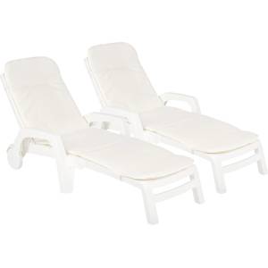 BICA Комплект от два шезлонга Technorattan с възглавници Bahama Bica white (BC8992DP)