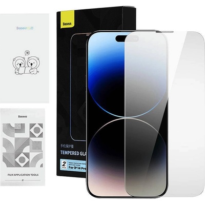 Baseus Crystal Series Privacy Tempered Glass Set (P60012018201-01) - калено стъклено защитно покритие с определен ъгъл на виждане за дисплея за iPhone 14 Pro (2 броя)