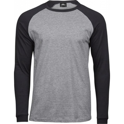 Baseballové triko Tee Jays s dlouhým rukávem světlá černá šedá