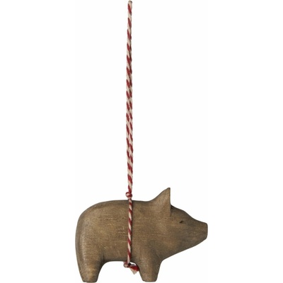 Maileg Závěsná vánoční dřevěná ozdoba Pig Nature
