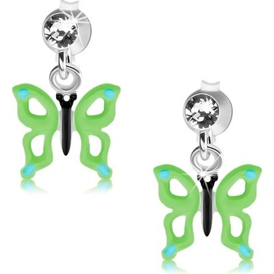 Šperky eshop čirý Swarovského krystal zeleno-modrý motýl PC21.14
