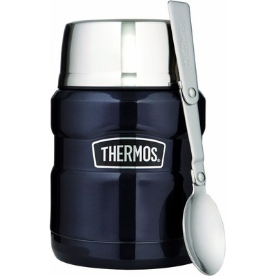 Thermos termoska se skládací lžící a šálkem tmavě modrá 470 ml – Hledejceny.cz