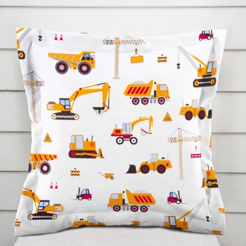 Biante s lemom Sandra SA-081 Nákladné autá a bágre na bielom 50 x 60 cm