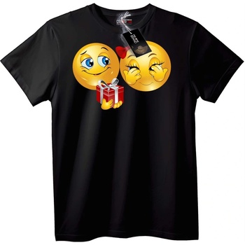 NOONEBRAND Тениска Любовен Емоджи Подарък - XL, Black