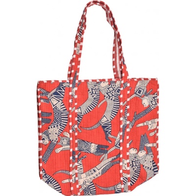 Sanu Babu Velká taška na zip červená s potiskem 44x36x14cm + ucha 30cm 7H