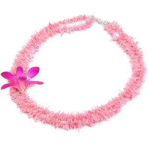 Dannyra Колие от розови корали и естествена орхидея в ярки цвят Dannyra Jewels