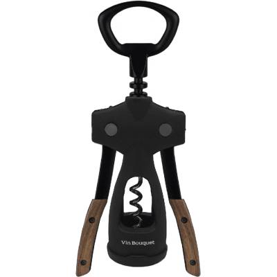 Vin Bouquet Стоманен тирбушон Vin Bouquet с дървена дръжка - черен (VB FID 1304)