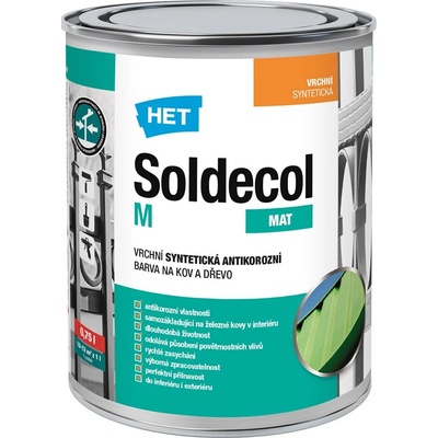 HET Soldecol M syntetická antikorózna rýchloschnúca farba na kov a drevo 0,75 l Biela