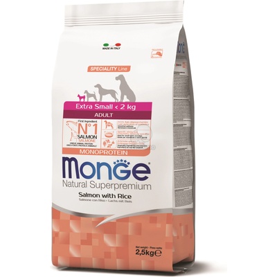 Monge Speciality Line Extra Small Adult Monoprotein суха храна за кучета - сьомга, ориз 2, 5 кг